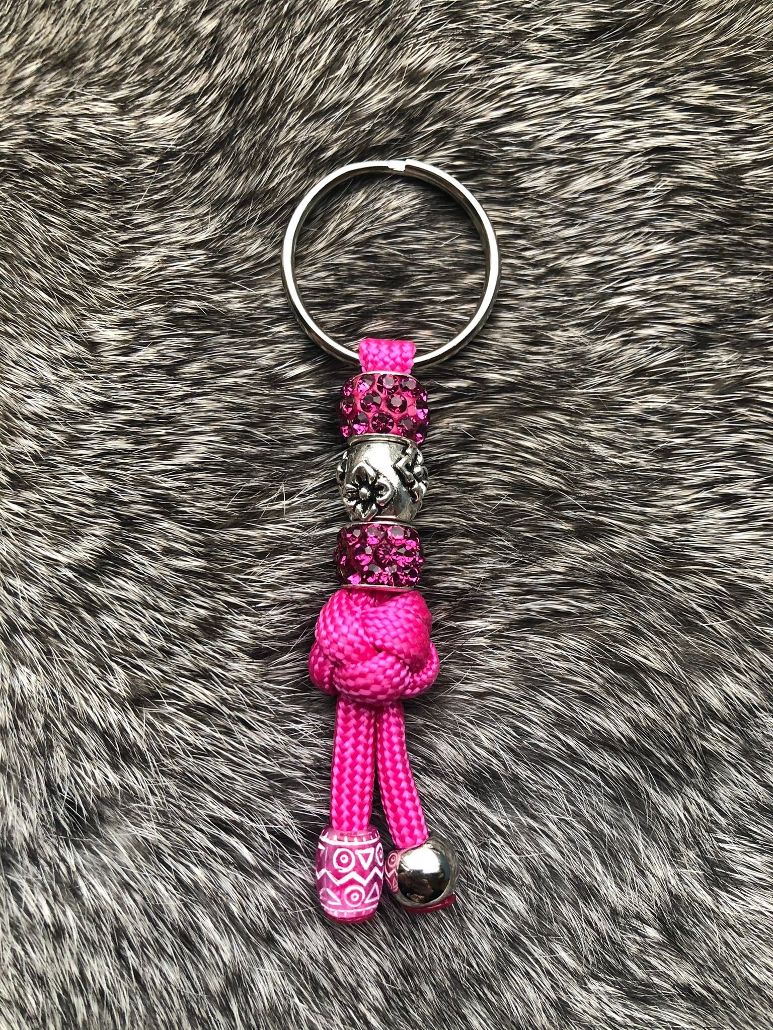 Paracord Sleutelhanger Bloemen Roze