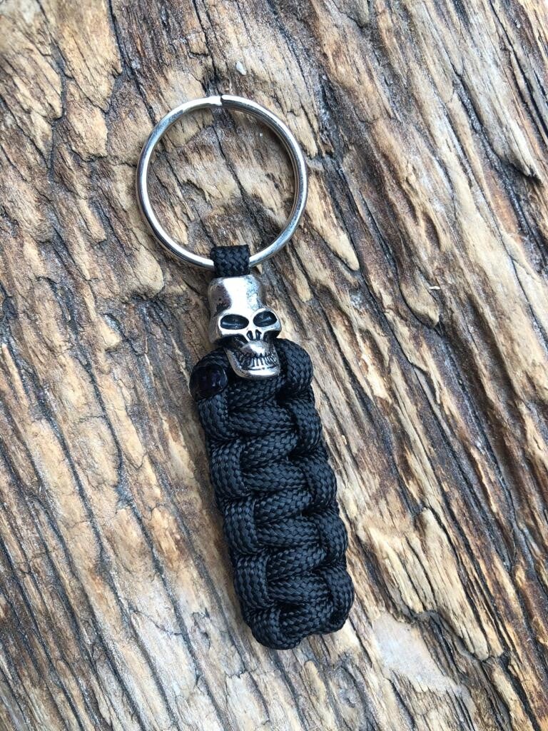 Stoere Paracord Sleutelhanger Skull Zwart