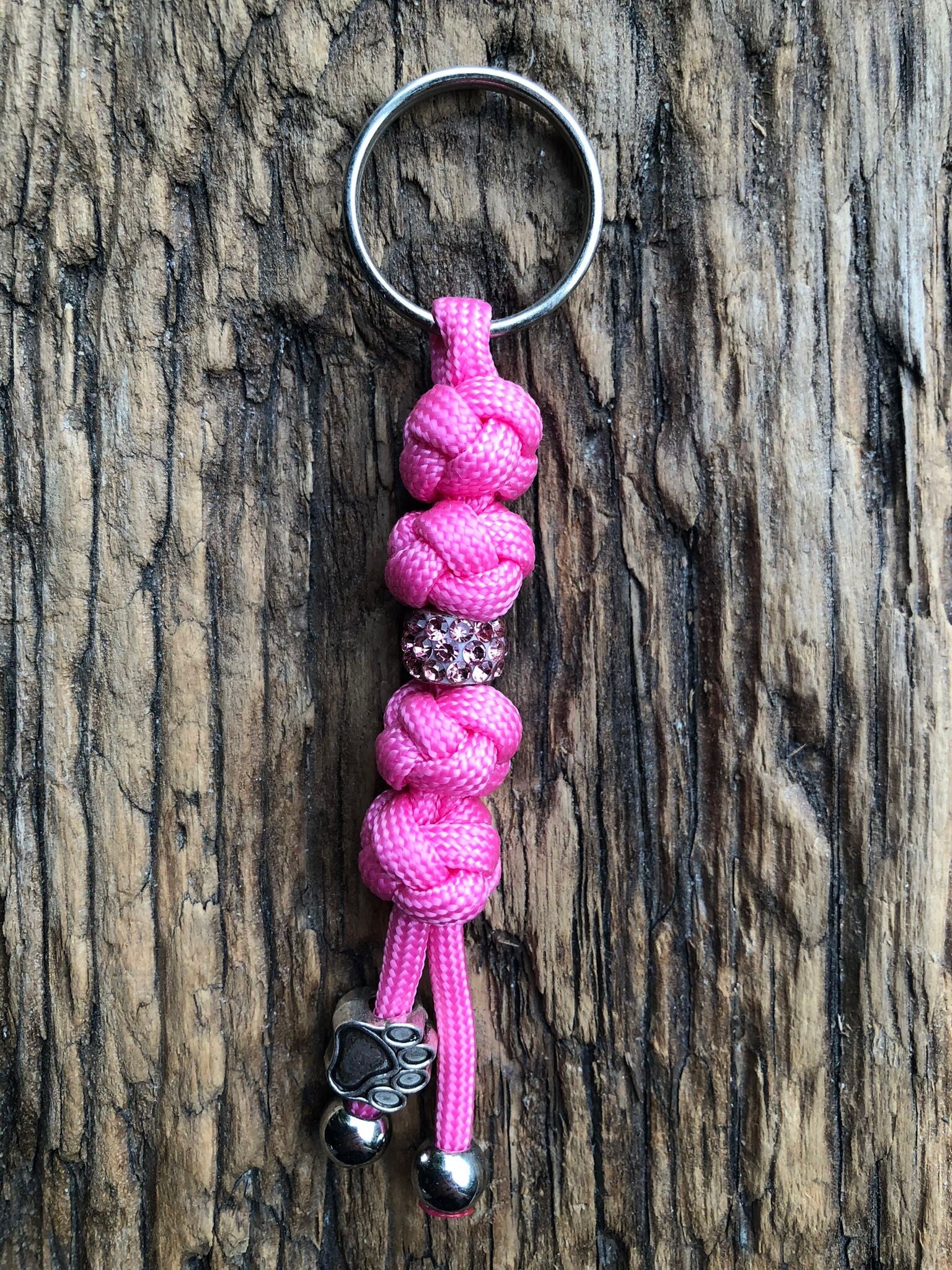 Paracord Sleutelhanger Hondenpoot Roze