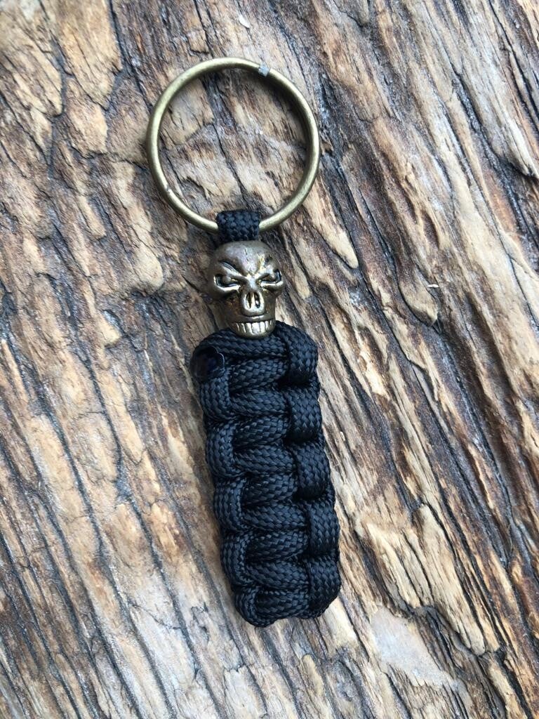 Stoere Paracord Sleutelhanger Skull Zwart