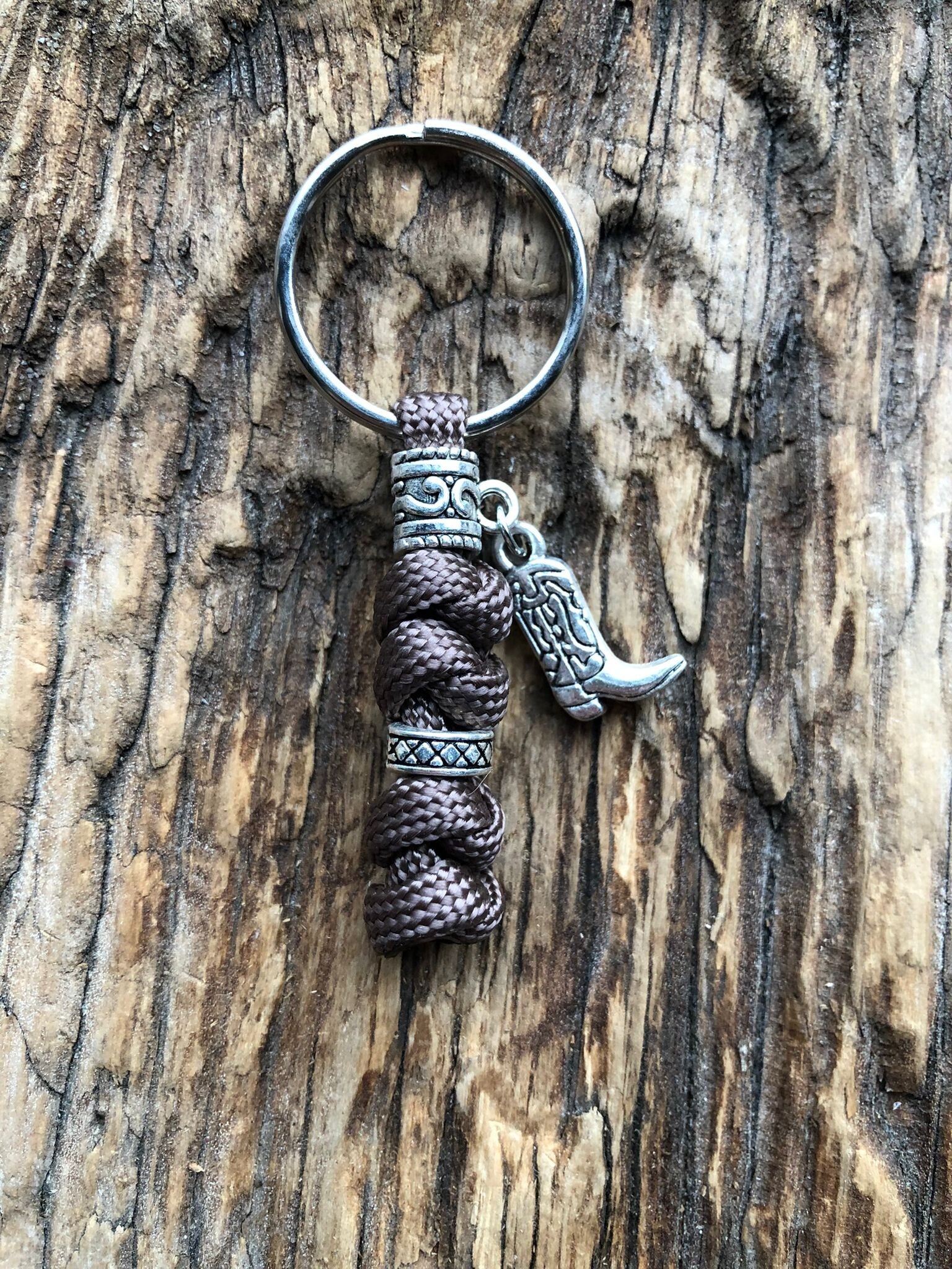 Paracord Sleutelhanger western Cowboyhoed Khaki