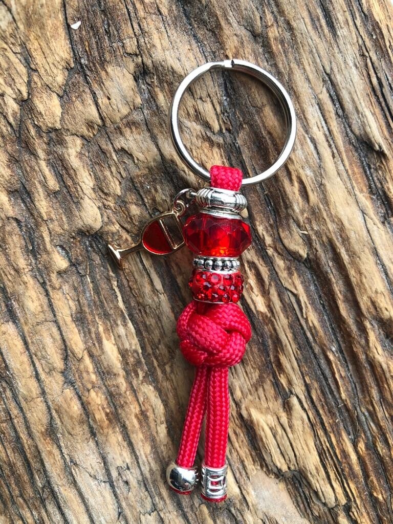 Paracord Sleutelhanger Wijnglas Rood