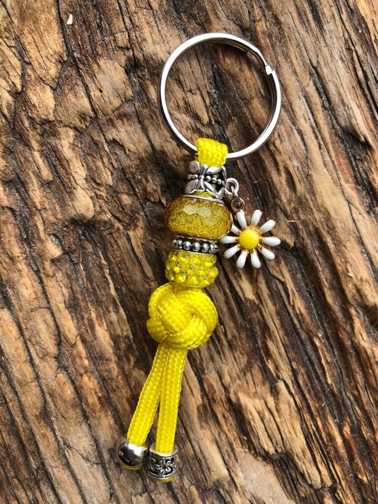 Paracord Sleutelhanger Margriet-bloem Geel