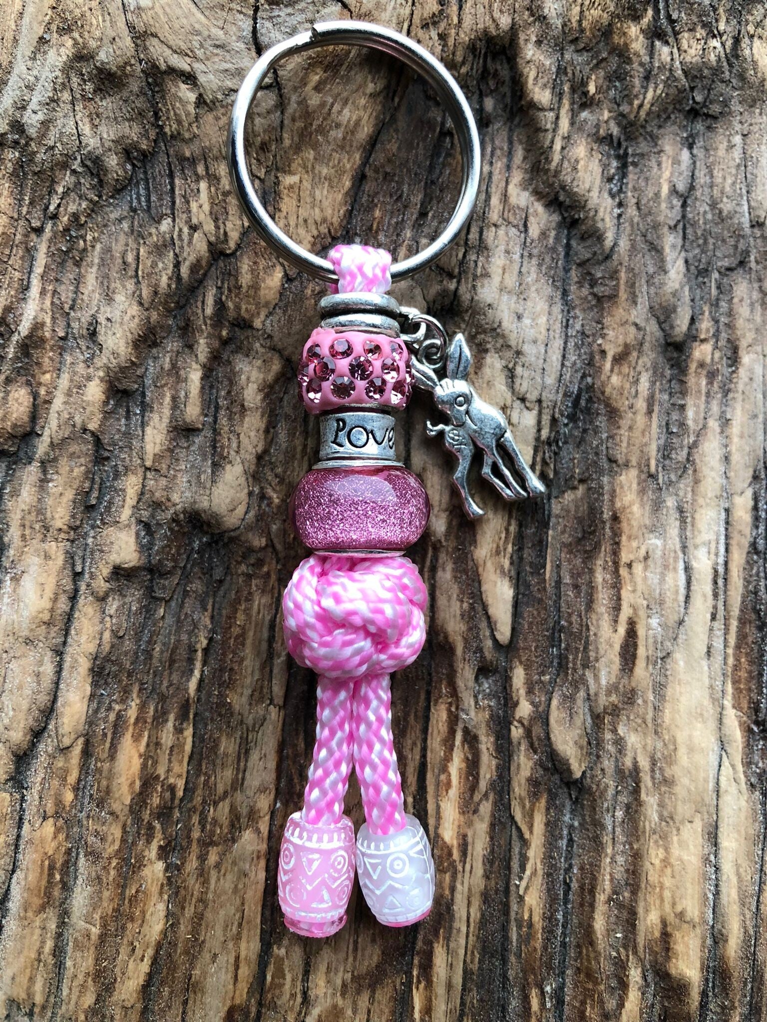 Paracord Sleutelhanger Bambi Hertje Roze