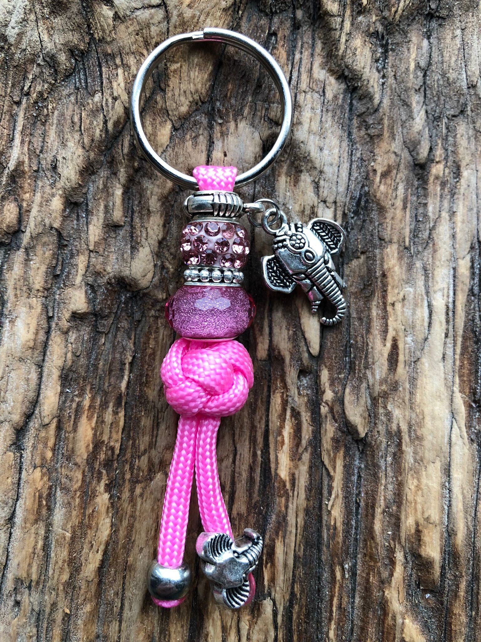 Paracord Sleutelhanger Olifant Roze