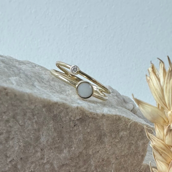 Ring Rond dubbel band geboortesteen