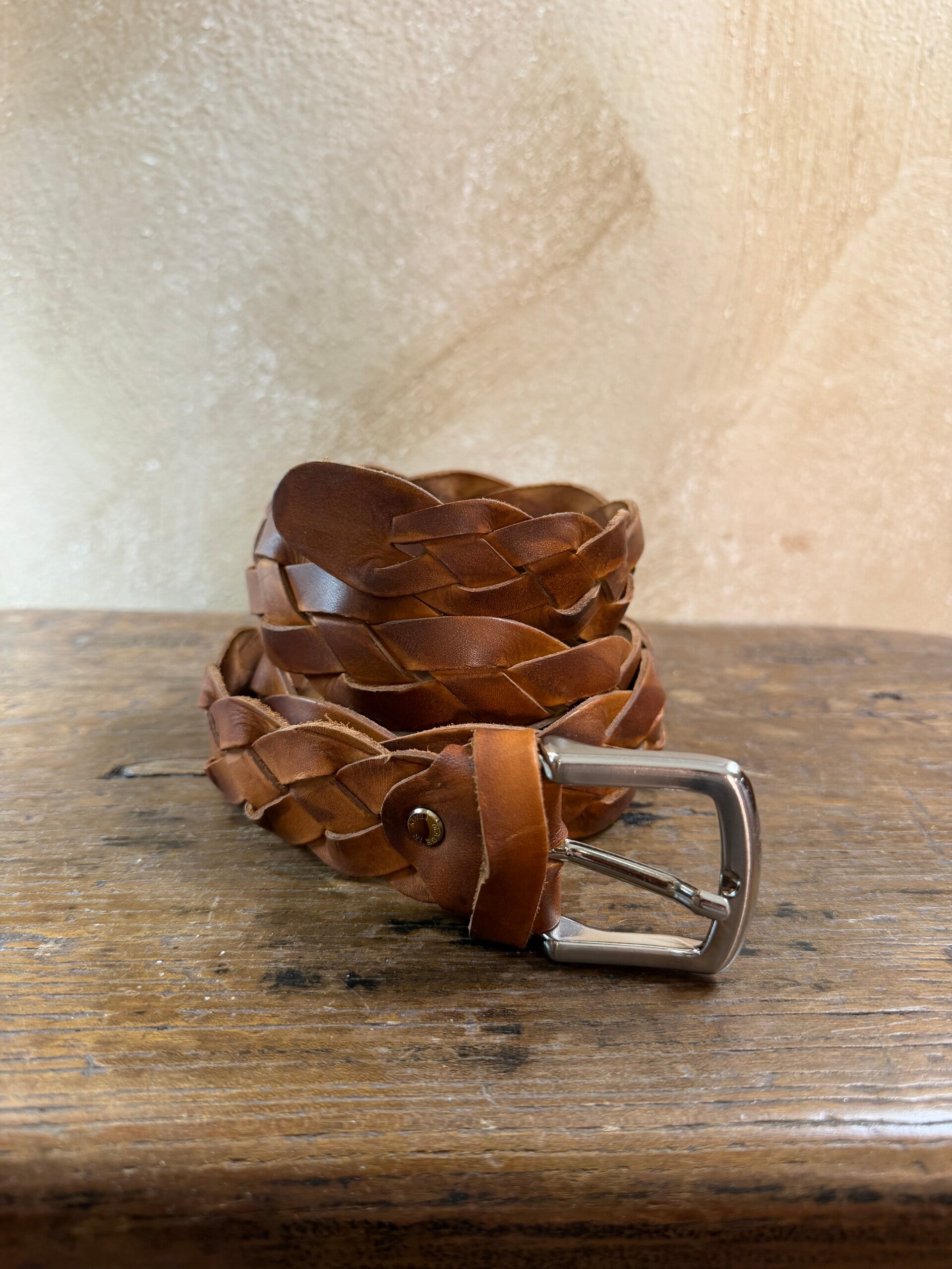 CINTURA PELLE INTRECCIATA  MARRONE