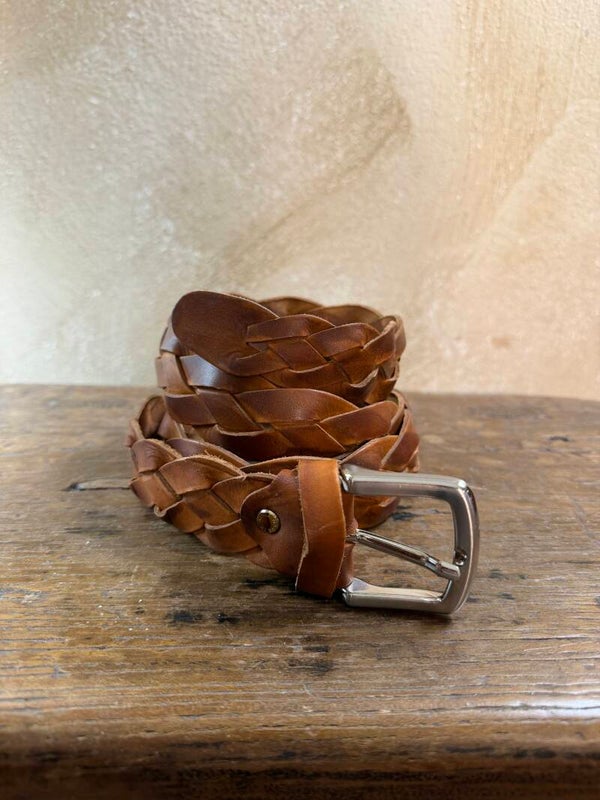 CINTURA PELLE INTRECCIATA  MARRONE