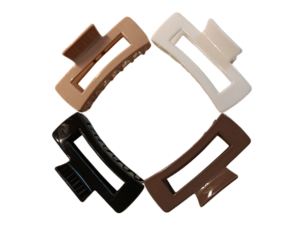 Haarclips haarklemmen groot zwart, kaki, wit en bruin - haaraccessoires