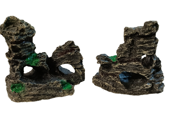 Aquarium decoratie 2 stuks - Rots met openingen - 9 x 4 x 9 cm ( lxbxh )