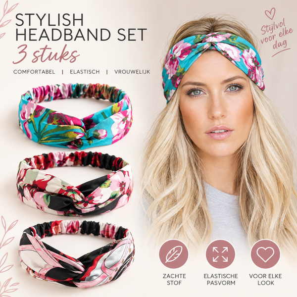 Haarband - Kleurrijke twist knoop - Vintage stijl - Groen - Zwart - Roze