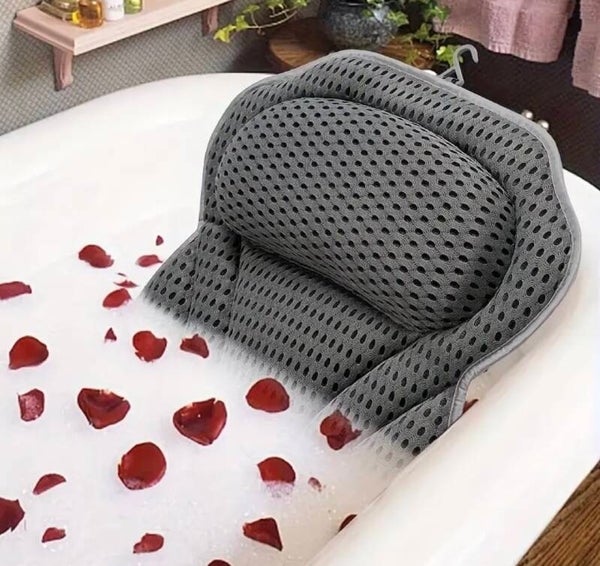 Badkussen - Antislip zuignappen - Ergonomisch ontwerp - Grijs - Hoofdkussen - Nekkussen