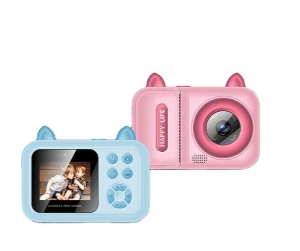 Kinder camera met printer - Direct print - Blauw en roze design - Zonder geheugenkaart - Met printpapier