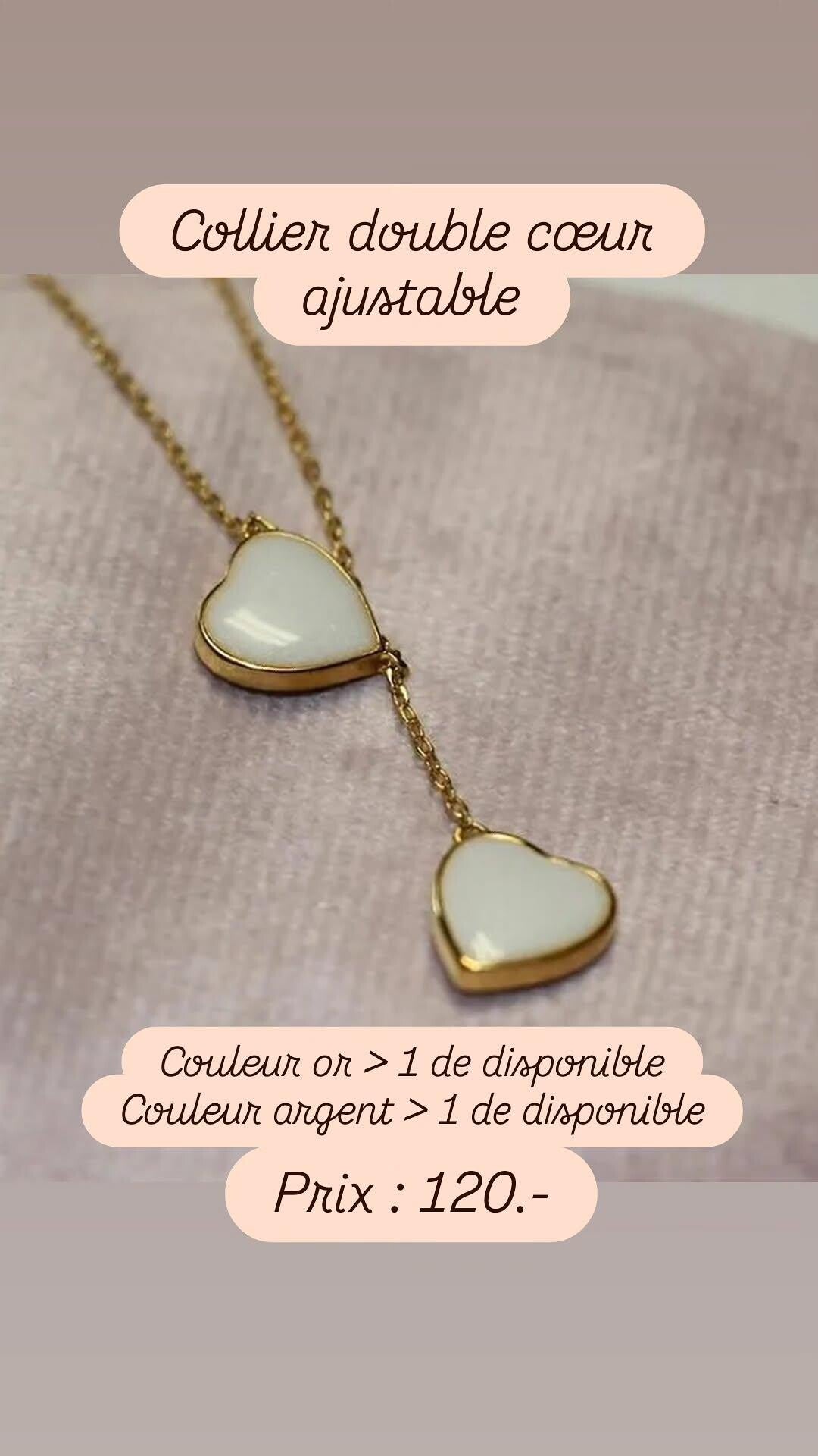 Collier double coeur