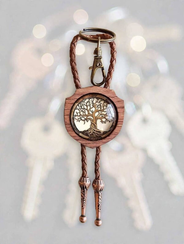 Porte-Clé style Bolo Tie - "Arbre de vie."