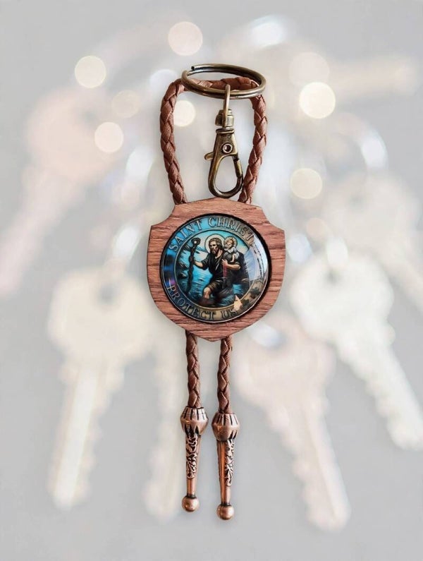 Porte-Clé style Bolo Tie - "St. Christophe."