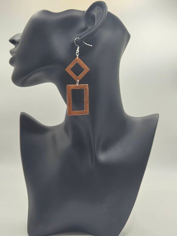 Boucles d'oreilles « Art Déco » – Duo Géométrique Ambré