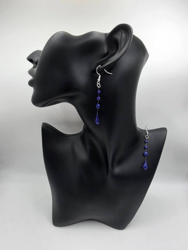 Boucles d'oreilles pendantes Larmes de Nuit - Bleu Profond