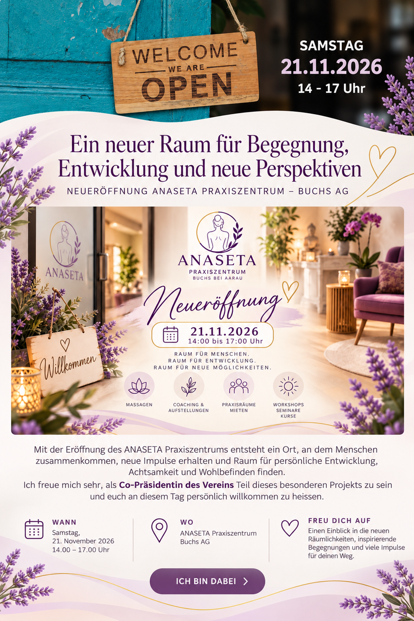 ANASETA Praxiszentrum – Neueröffnung am 21. November 2026