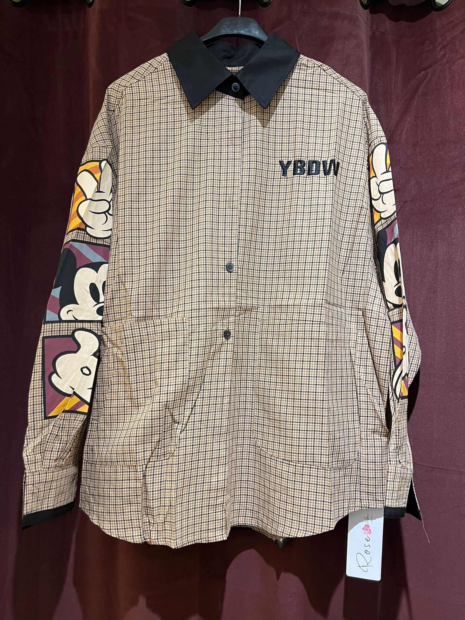Mickey & Minnie Mouse blouse – Beige (handwerk met pailletten)