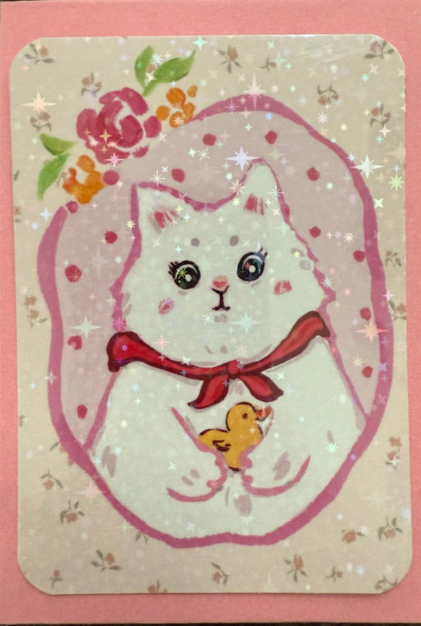 mini glitter card with envelope <White cat>