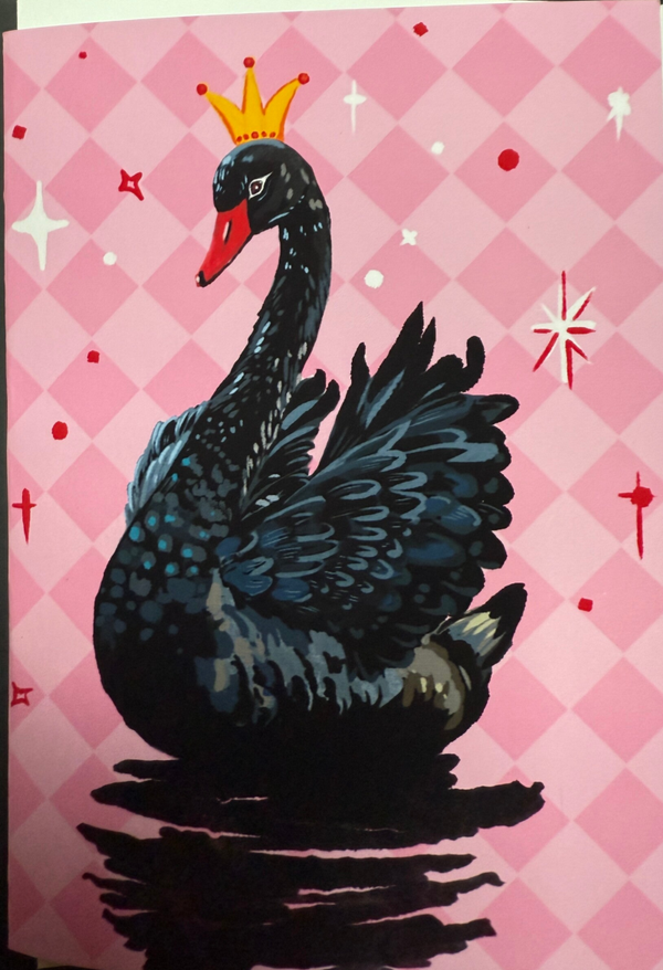 folded card with envelope <black swan>