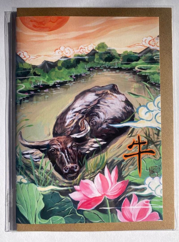 Folded Card <Ox> with envelope