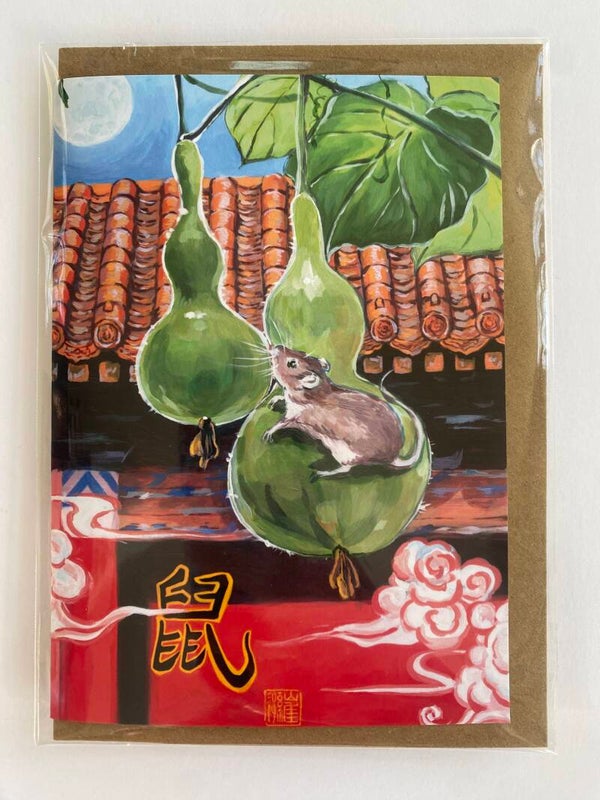 Folded Card <Rat> with envelope