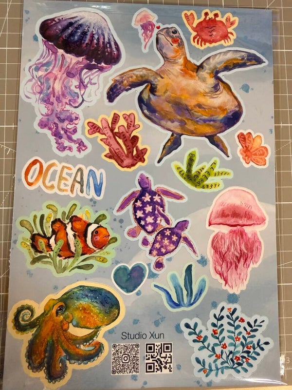 homemade paper sticker <Ocean>