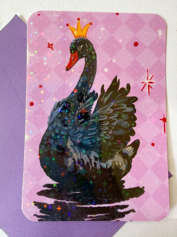 mini glitter card with envelope <Black Swan>