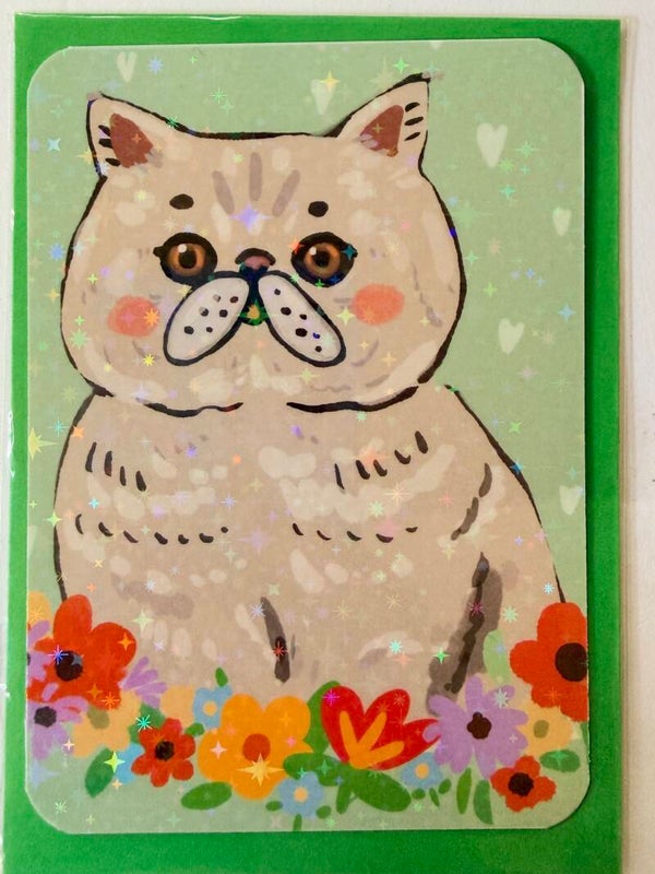 mini glitter card with envelope <Exotic Shorthair>