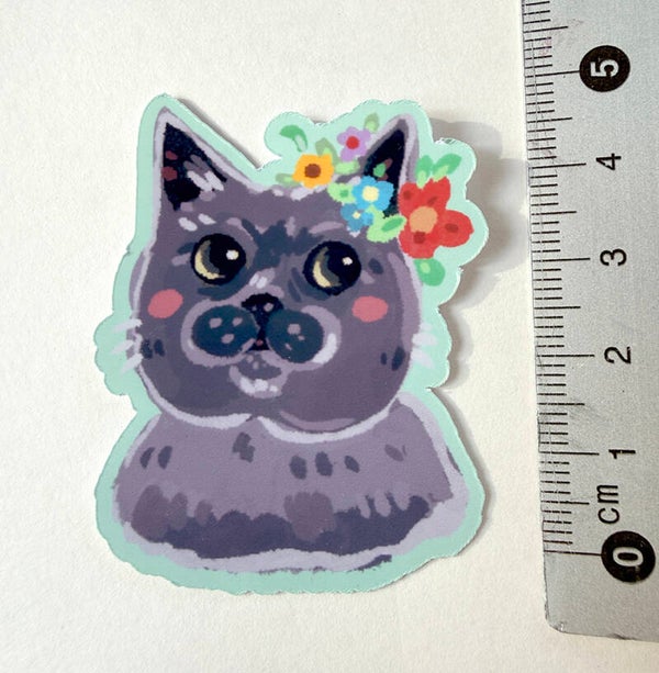 small sticker <Gray cat>