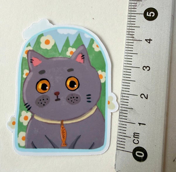 small sticker <Gray cat>