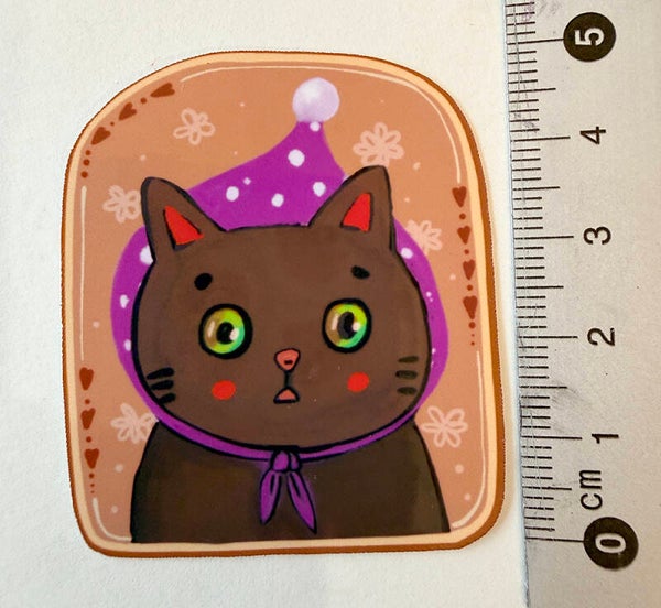 small sticker <Brown cat>