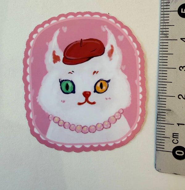 small sticker <WHITE CAT>