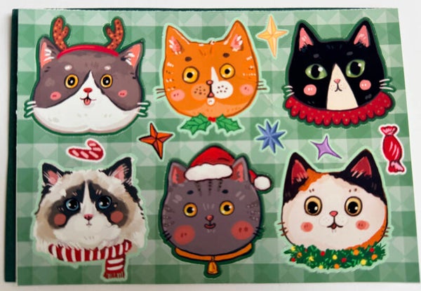 CHristmas STICKER card <Cat>
