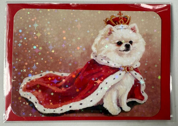 mini glitter card with envelope <King Pomeranian>