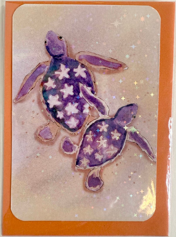 mini glitter card with envelope <Sea turtle>