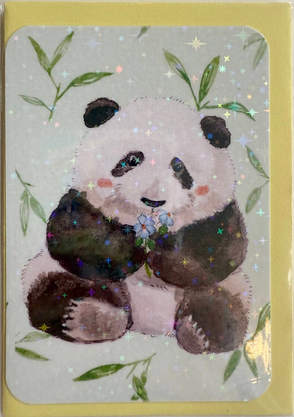 mini glitter card with envelope <panda baby>