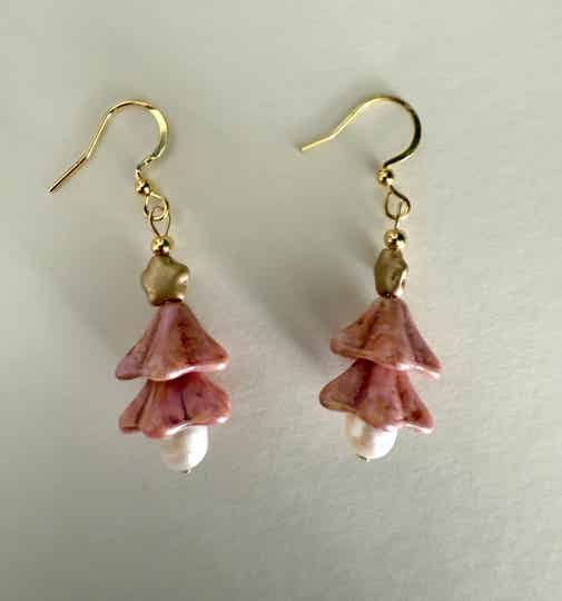 Handmade Earrings Christmas tree<pink>
