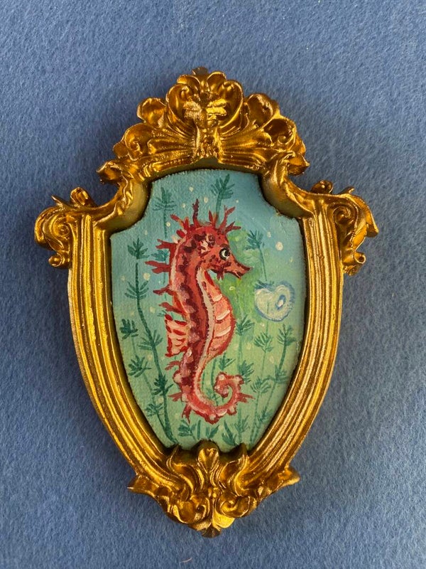 Mini Acrylic painting < sea horse>