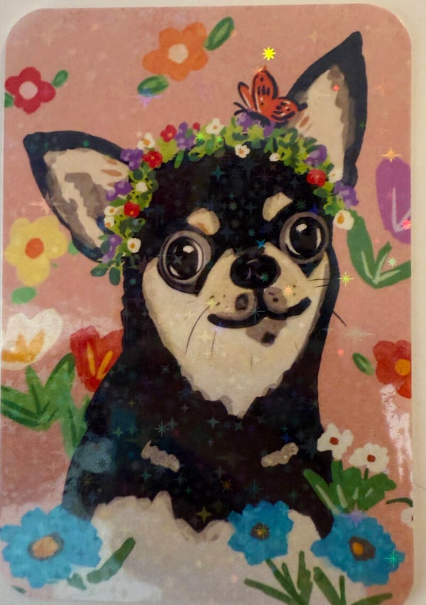 mini glitter card with envelope <Chihuahua>
