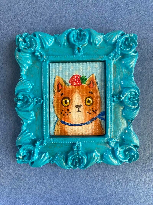 Mini acrylic painting < orange cat>
