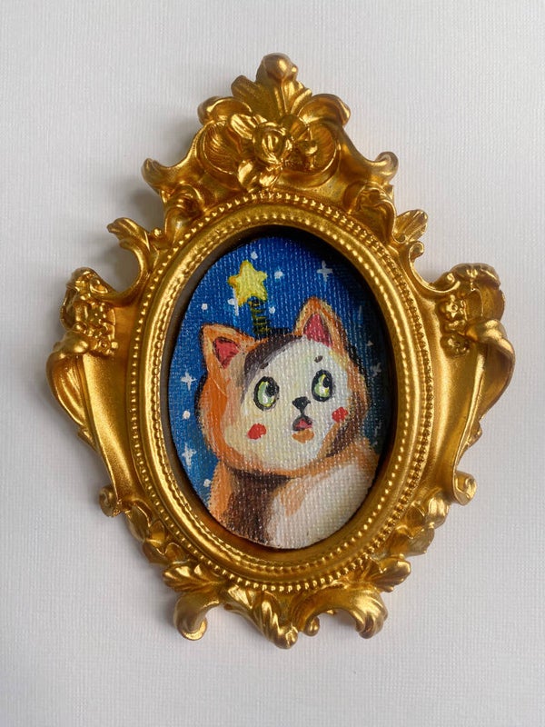 Mini acrylic painting < Calico cat>