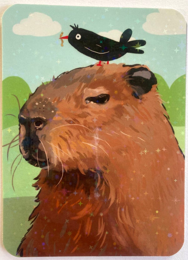 mini glitter card with envelope < Capibara >