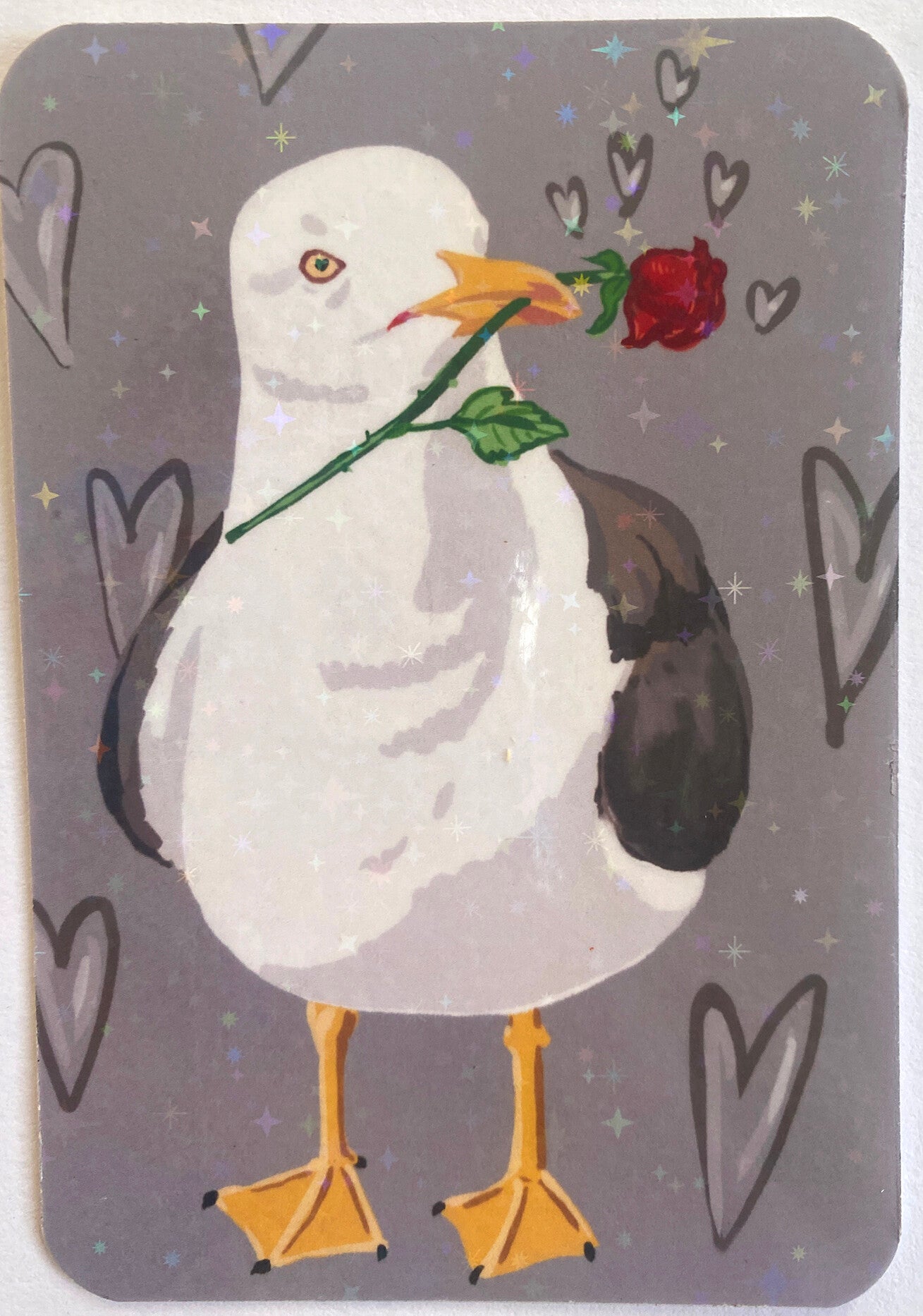 mini glitter card with envelope < Seagull in Love >