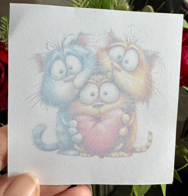 Whimsical Cats Notepad (3 x 3") - Cat and Heart