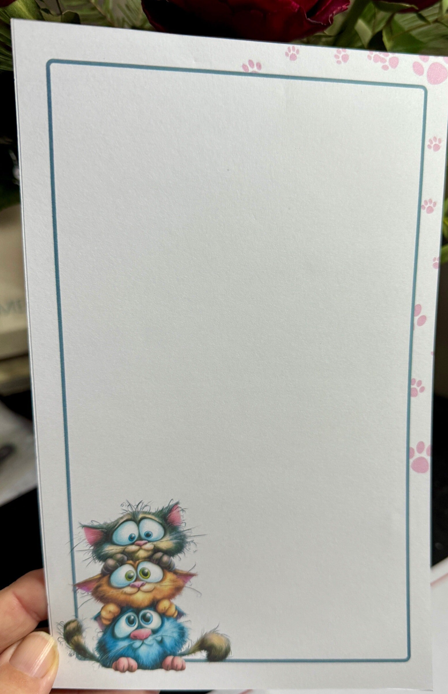 Whimsical Cats Notepad (A5) - Pink Paw Prints