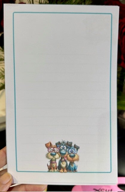 Whimsical Dogs Notepad (A5) - Bottom Dog Border