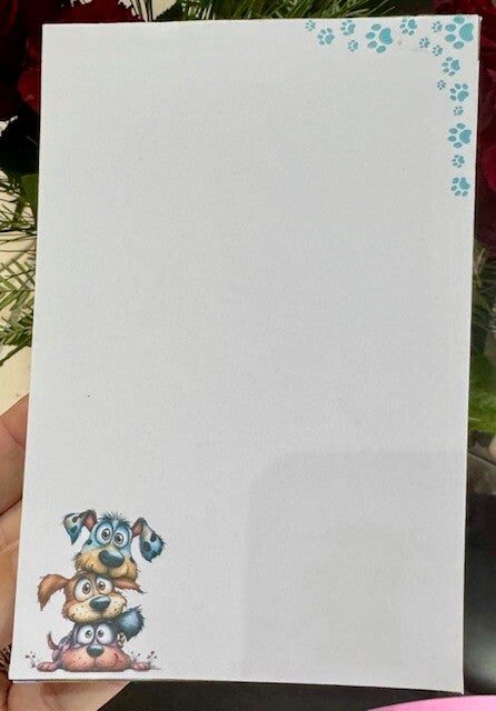 Whimsical Dogs Notepad (4x6") - Corner Cluster paws